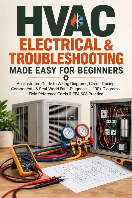HVAC ELECTRICAL & TROUBLESHOOTING MADE EASY FOR BEGINNERS  An Illustrated Guide to Wiring Diagrams, Circuit Tracing, Components & Real-World Fault Diagnosis — 100+ Diagrams, Field Reference Cards & EPA 608 Practice