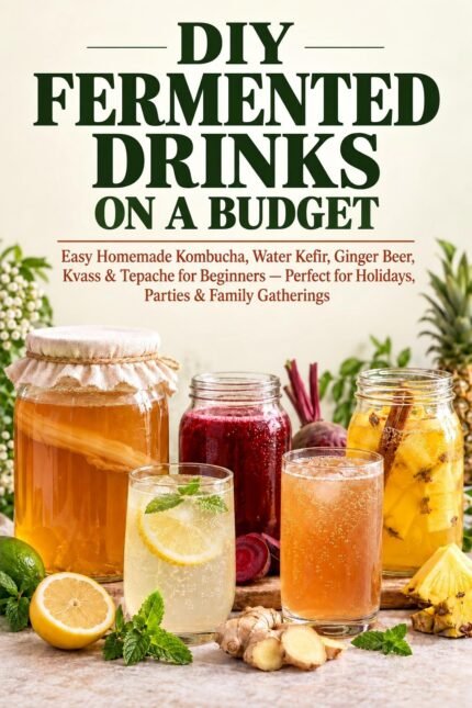 DIY FERMENTED DRINKS ON A BUDGET  Easy Homemade Kombucha, Water Kefir, Ginger Beer, Kvass & Tepache for Beginners — Perfect for Holidays, Parties & Family Gatherings